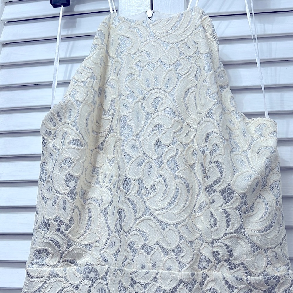 ASOS Bridal Lace and Silver Mini Dress